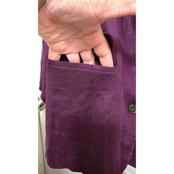 Classiques for Nordstrom Women's S Purple 100% Linen Blazer Jacket Two-Button - Picture 5 of 9